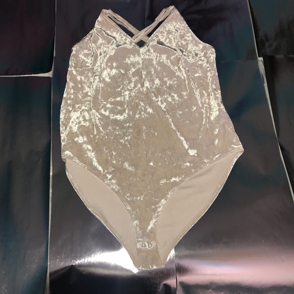 Cream colored velvet bodysuit